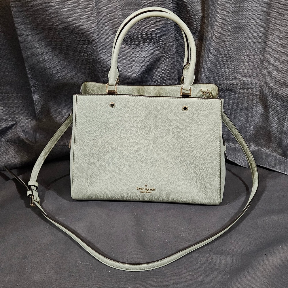 Kate Spade Leila Medium Satchel Crossbody Seawater Mint Green Leather